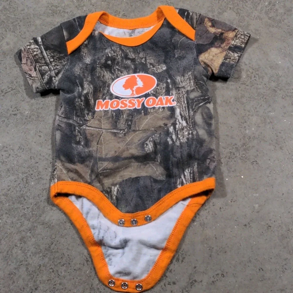 Mossy Oak Baby Camo‎ Bodysuit 0-3M Orange Camouflage Infant Onesie